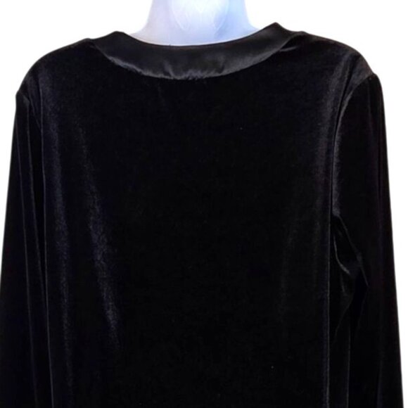 Oscar de la Renta Vintage 90s Pink Label Black Velvet Lounge Robe Maxi Dress S/M - Picture 4 of 6